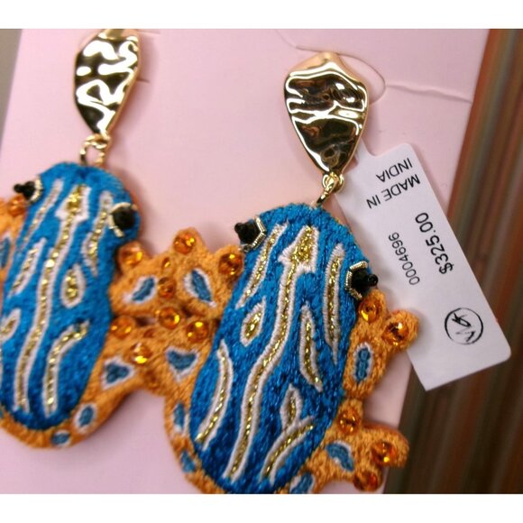 Mignonne Gavigan Frog Earrings With Embroidered Rhinestone Design - Picture 5 of 7